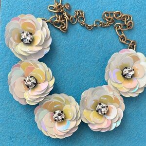 J Crew Floral Statement Necklace with Gold Chain